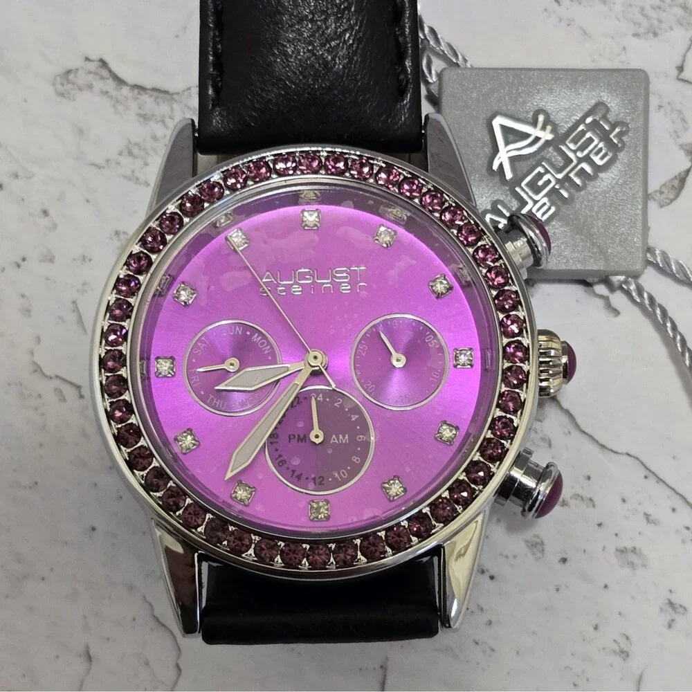 Women's August Steiner AS8236PK Multifunction 24 Hour Indicator Date Strap Watch